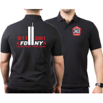 Polo negro, 9/11 "Never Forget -Never Again" (blanco/rojo)