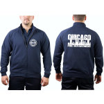 CHICAGO FIRE Dept. Sweat jacket navy, work with Skyline von Chicago