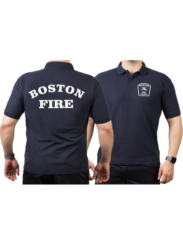 Polo azul marino, Boston Fire Dept., workshirt
