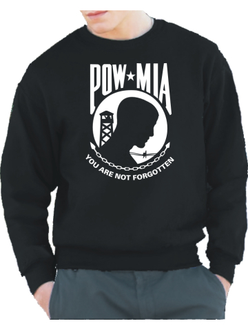 Sweat black, "POW - MIA" (Prisoners of War - Missing in Action) You Are Not Forgotten