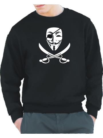 Sweat nero, Anonymous Pirat (bianco)