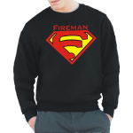 Sweat nero, "Fireman" anstatt Superman (rosso/neongiallo)
