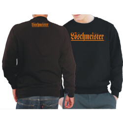 Sweat black, "Löschmeister" in orange (Brust groß/ Rücken klein)