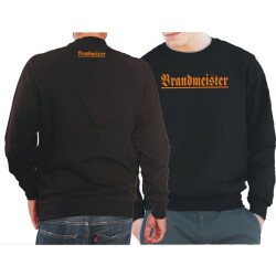 Sweat black, "Brandmeister" in orange (Brust groß/ Rücken klein)