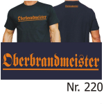 T-Shirt black, "Oberbrandmeister" orange (Brust groß/ Rücken klein)