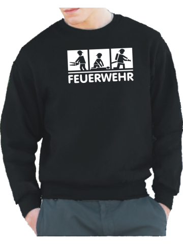 Sweat black, FEUERWEHR 3 Motive: TH, EH and Brandbekämpfung in white