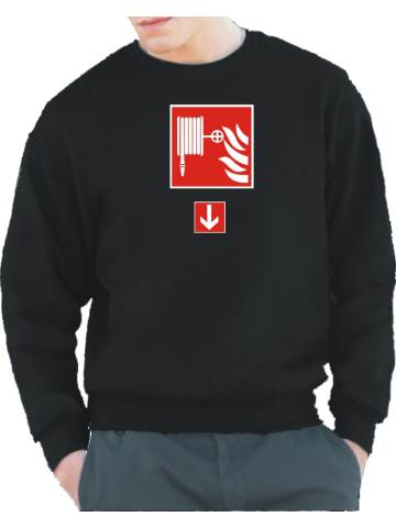 Sweat black, Hinweißchild "Löschschlauch" (rot/weiß)