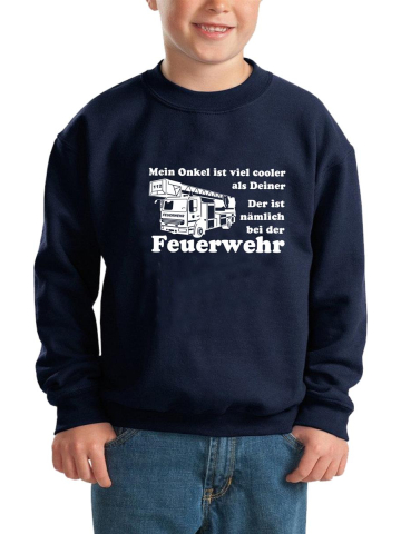 Kinder-Sweat azul marino, Meen Onkel ist viel cooler als Deiner (blanco)