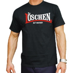T-Shirt negro, L&Ouml;SCHEN con Wasser (rojo/blanco)