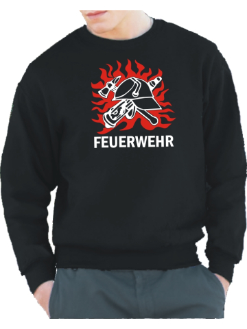 Sweat black, Brustmotiv: DDR-Helm in flames (red/white)