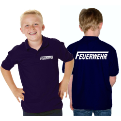 Kinder-Polo navy, FEUERWEHR with long "F"...