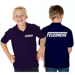 Kinder-Polo navy, FEUERWEHR with long "F" beidseitig (white)
