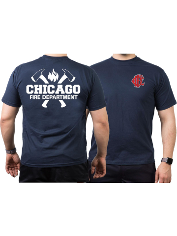 CHICAGO FIRE Dept. axes CFD-Emblem, marin T-Shirt