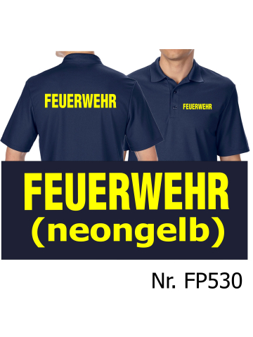 Funktions-Polo navy, FEUERWEHR in neongelb