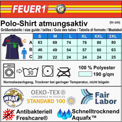 Functional-Polo navy, FEUERWEHR with long "F" fluoresz.