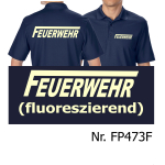 Functional-Polo navy, FEUERWEHR with long "F" fluoresz.