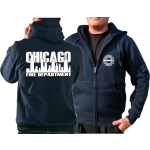 CHICAGO FIRE Dept. Chaqueta con capucha azul marino, work con Skyline von Chicago