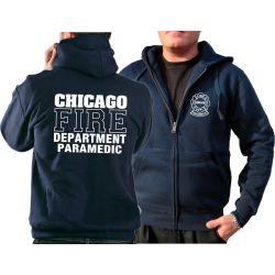 CHICAGO FIRE Dept. Hooded jacket navy, PARAMEDIC, white font