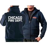 CHICAGO FIRE Dept. Chaqueta con capucha azul marino, con moderner fuente