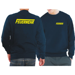 Sweat navy, FEUERWEHR mit langem "F" in neongelb (XS-3XL)