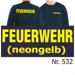 Sweat navy, FEUERWEHR in neongelb (XS-3XL)