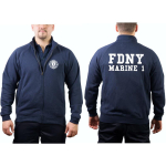 Sweat jacket navy, FDNY Marine 1 - Manhattan, (whitee font)