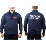 CHICAGO FIRE Dept. Sweat jacket navy, font + Rückendruck in white