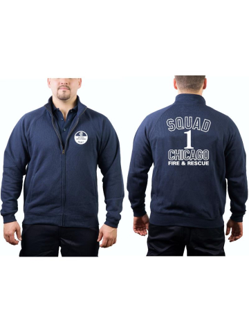CHICAGO FIRE Dept. Sweatjacke navy, Squad 1, weiße Schrift