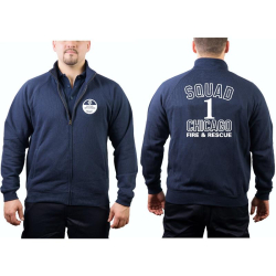 CHICAGO FIRE Dept. Sweat jacket navy, Squad 1, white font