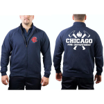 CHICAGO FIRE Dept. Sweat jacket navy, with axes and CFD-Emblem