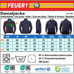 Sweatjacke navy, FEUERWEHR in neongelb