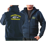 Hooded jacket navy, FF with AGT (neonyellow/white)