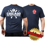 CHICAGO FIRE Dept. Axes, Star of Life, Paramedic, blu navy T-Shirt