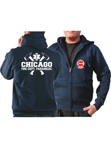 CHICAGO FIRE Dept. Hooded jacket navy, with axes, Paramedic
