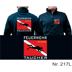 SmartSoftshelljacke azul marino, "Feuerwehr Taucher" con Diver Flagge