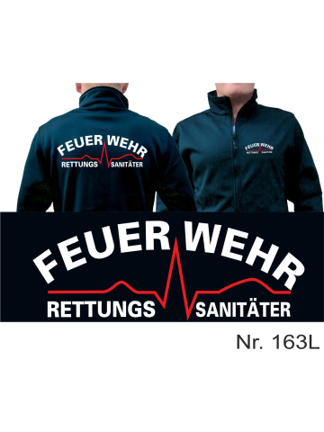 SmartSoftshelljacke navy, Rettungssanitäter (weiss/rot) beidseitig