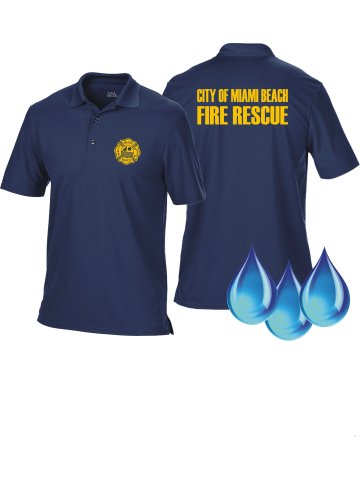 Funcional-Polo azul marino, Miami Beach Fire Rescue, amarillo