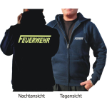 Hooded jacket navy, FEUERWEHR with long "F" fluorezierend