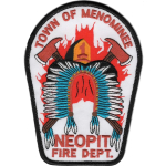 Badge Town of Menominee Neopit Fire Dept., Wisconsdans (USA), 9,5 x 14,5 cm