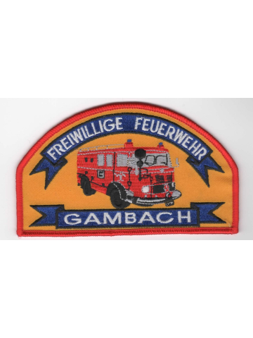 Distintivo Freiwillige Feuerwehr Gambach, Hessen, 12,5x 7,5 cm