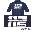 Functional-Polo navy, font "CB" (FEUERWEHR 112) with place-name