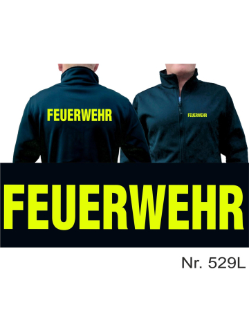 SmartSoftshelljacke blu navy, FEUERWEHR nel neongiallo beidseitig