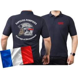 Polo (blu navy/bleu marine) Sapeurs Pompiers Casque -...