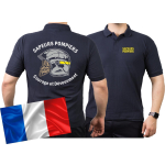 Polo (marin/bleu marine) Sapeurs Pompiers Casque - Courage et Dévouement - marque jaune