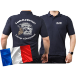 Polo (blu navy/bleu marine) Sapeurs Pompiers Casque - Courage et Dévouement - marque blanc