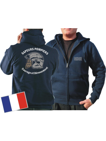 Hooded jacket (navy/bleu marine) Sapeurs Pompiers Casque - Courage et Dévouement - neutre