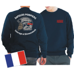 Sweat (navy/bleu marine), Sapeurs Pompiers Casque - Courage et Dévouement - marque rouge