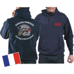 Sweat á capuche (navy/bleu marine) Sapeurs Pompiers Casque - Courage et Dévouement - marque rouge