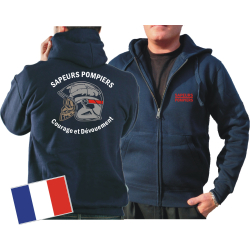 Kapuzenjacke (navy/bleu marine) Sapeurs Pompiers Casque -...