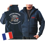 Giacca con cappuccio (blu navy/bleu marine) Sapeurs Pompiers Casque - Courage et Dévouement - marque rouge